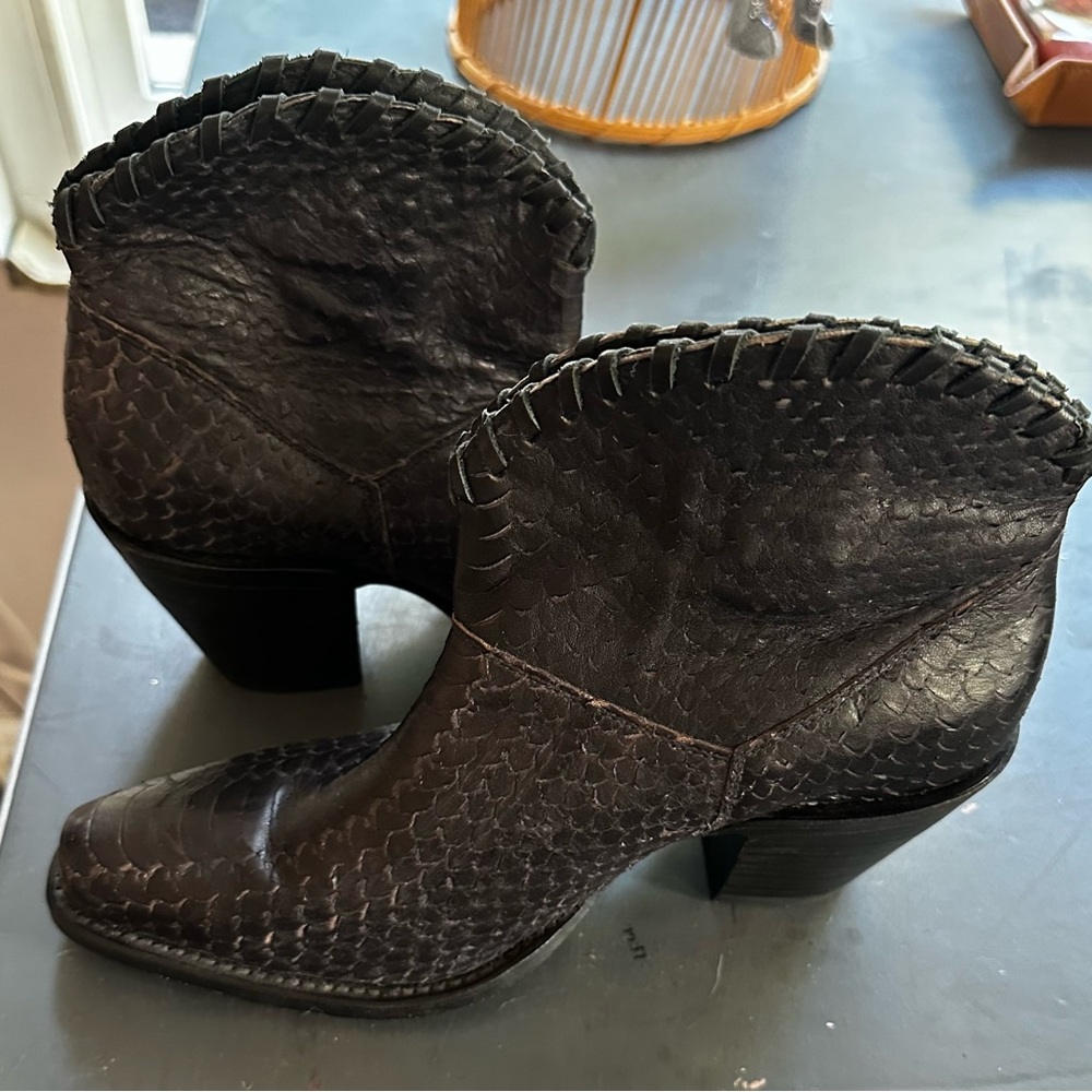 Python black ladies ankle boots.